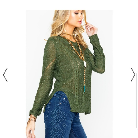 Rock & Roll Cowgirl Women's Sequin Neck Sweater - Picture 5 of 6